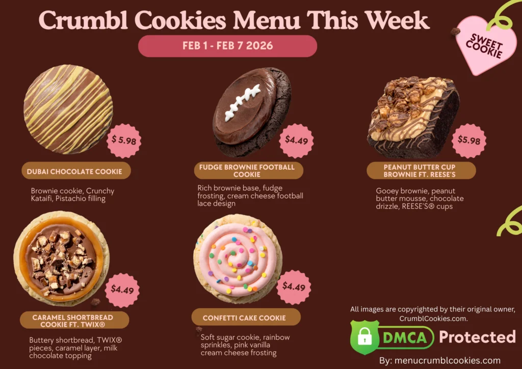Crumbl Cookies Menu This Week Feb 1 - Feb 7 2026